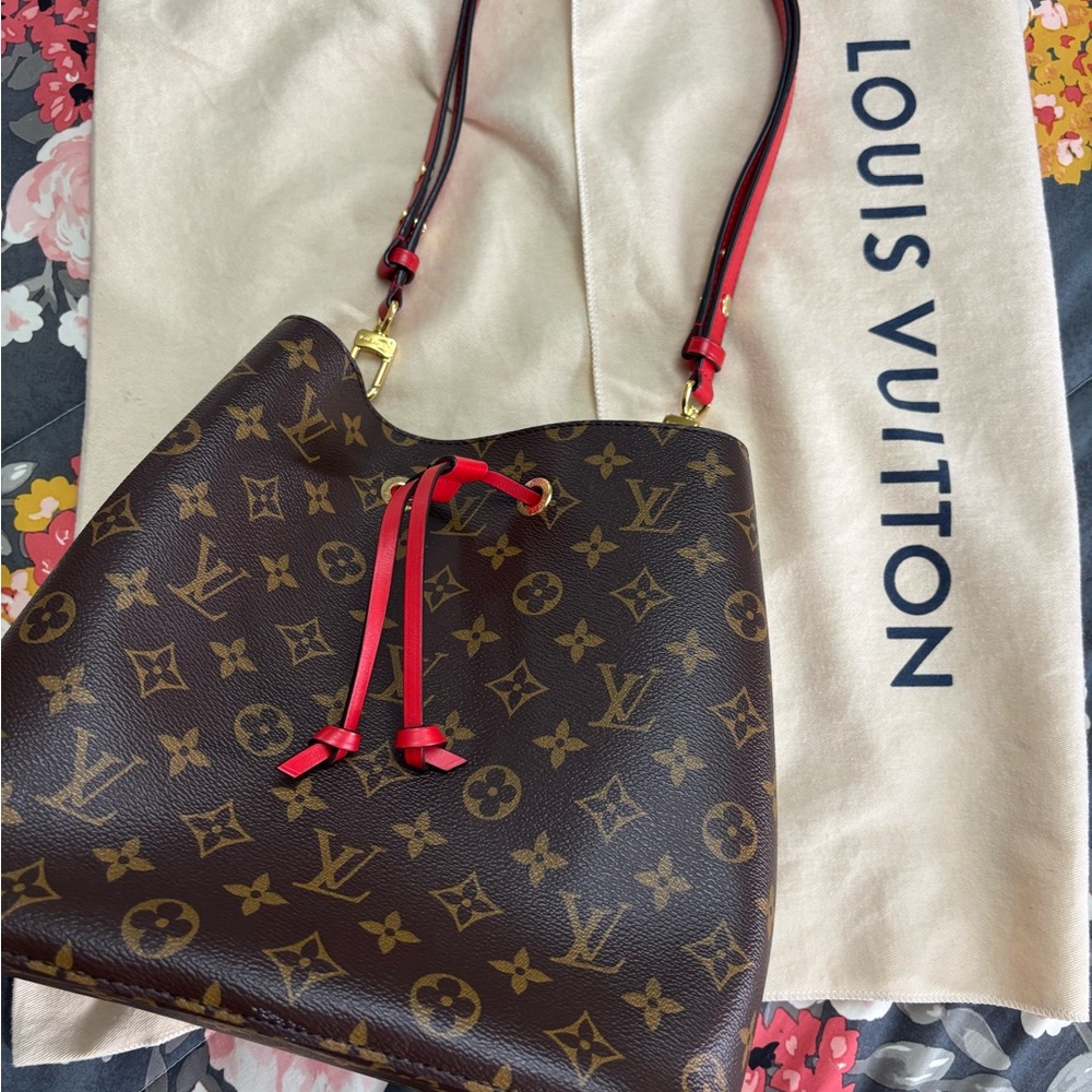 Louis Vuitton Brown and Red Monogram Shoulder Bag